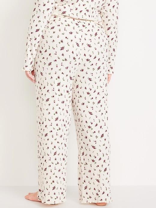 High-Waisted Ribbed Pajama Pants Product Image