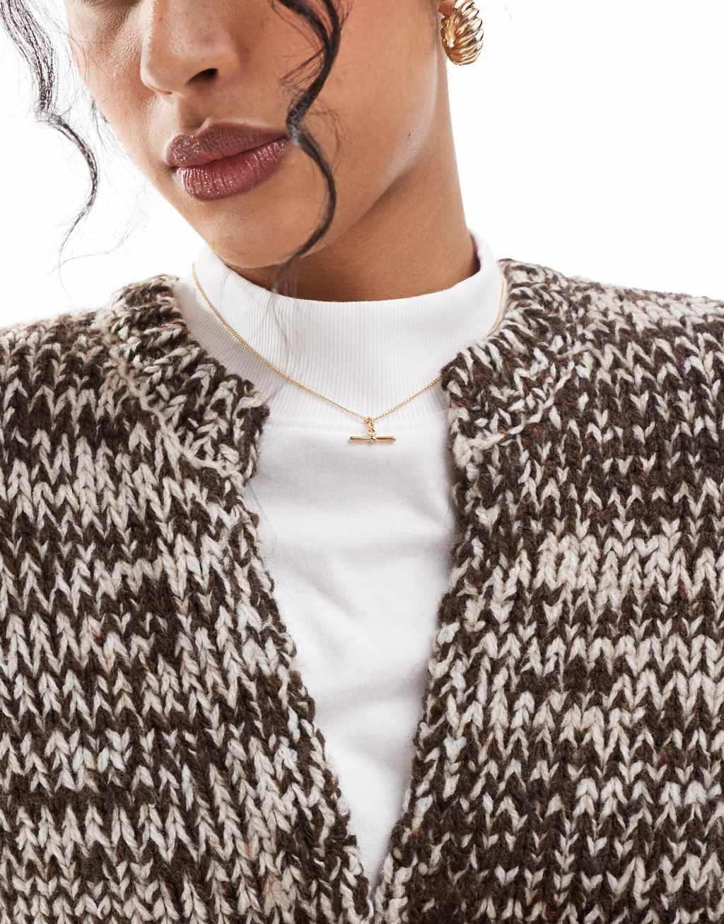 ASOS DESIGN twist yarn knitted vest in chocolate Product Image