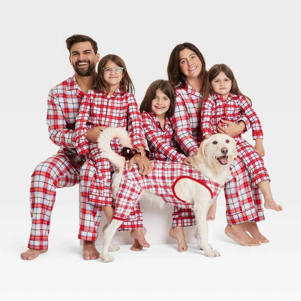 Men's Plaid Microfleece Holiday Matching Family Pajama Pants - Wondershop™ White L Product Image