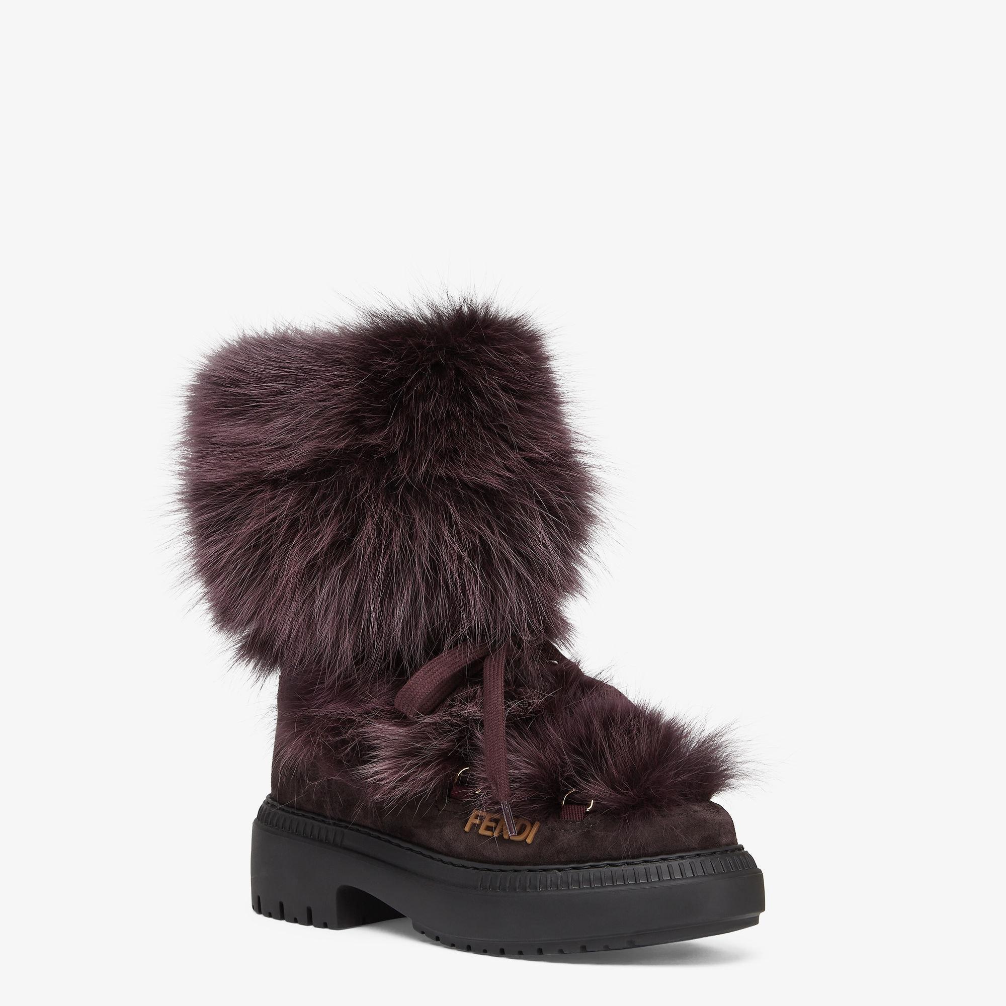 Apres ChicDark purple fox fur and suede boots Product Image