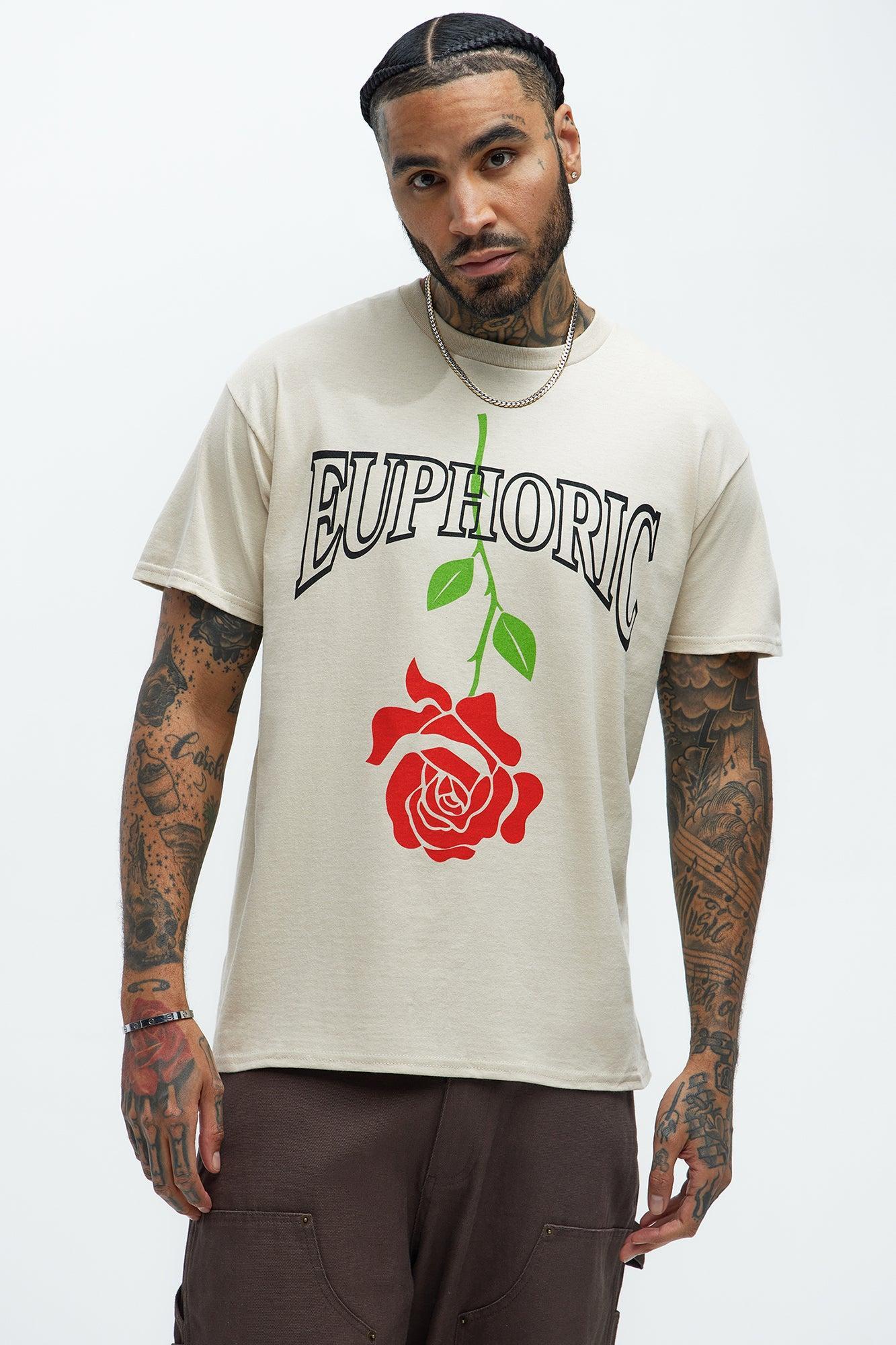 Euphoric Rose Short Sleeve Boxy Tee - Khaki Product Image