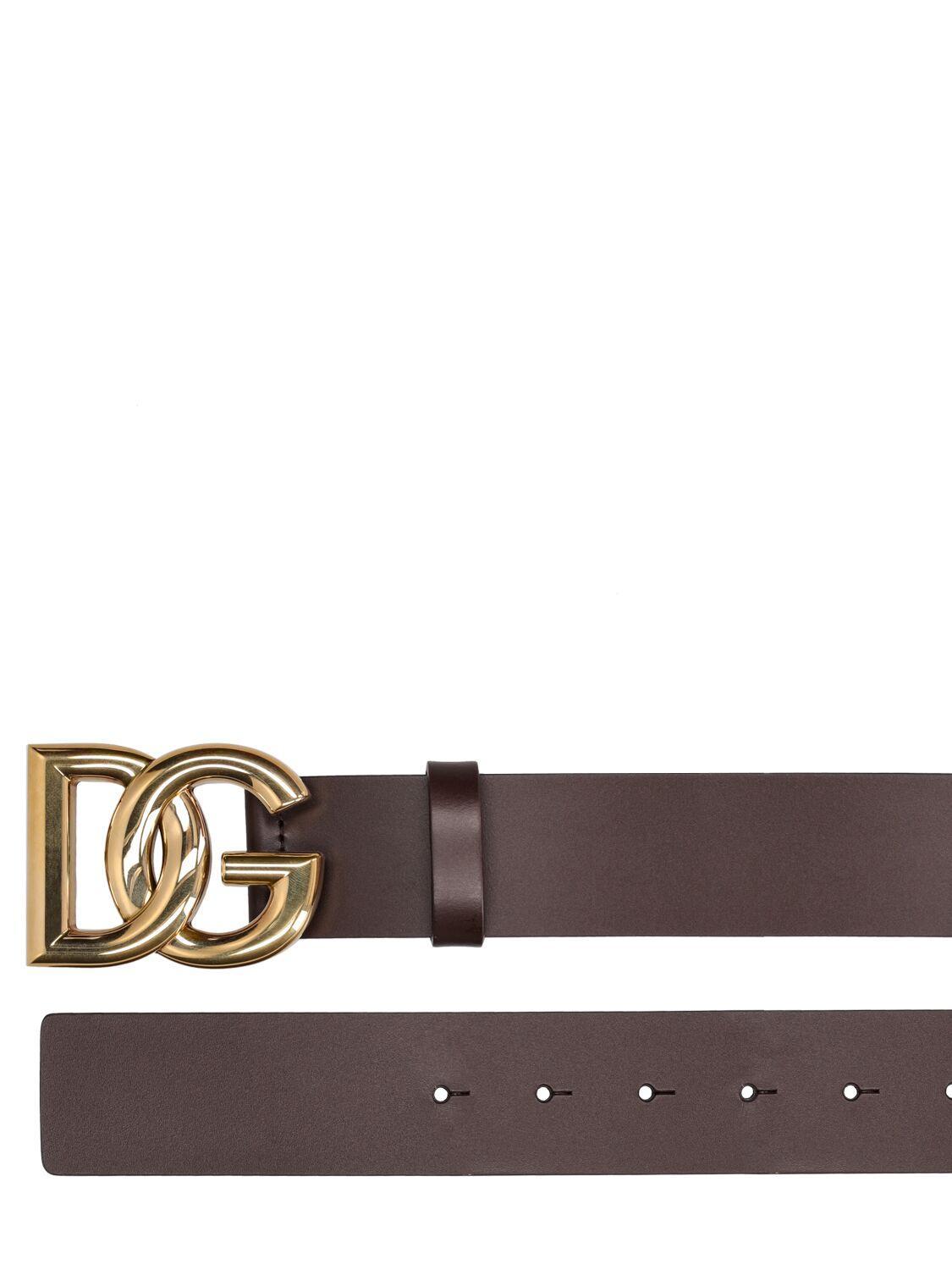 Leather Logo Belt In Brown,gold Product Image