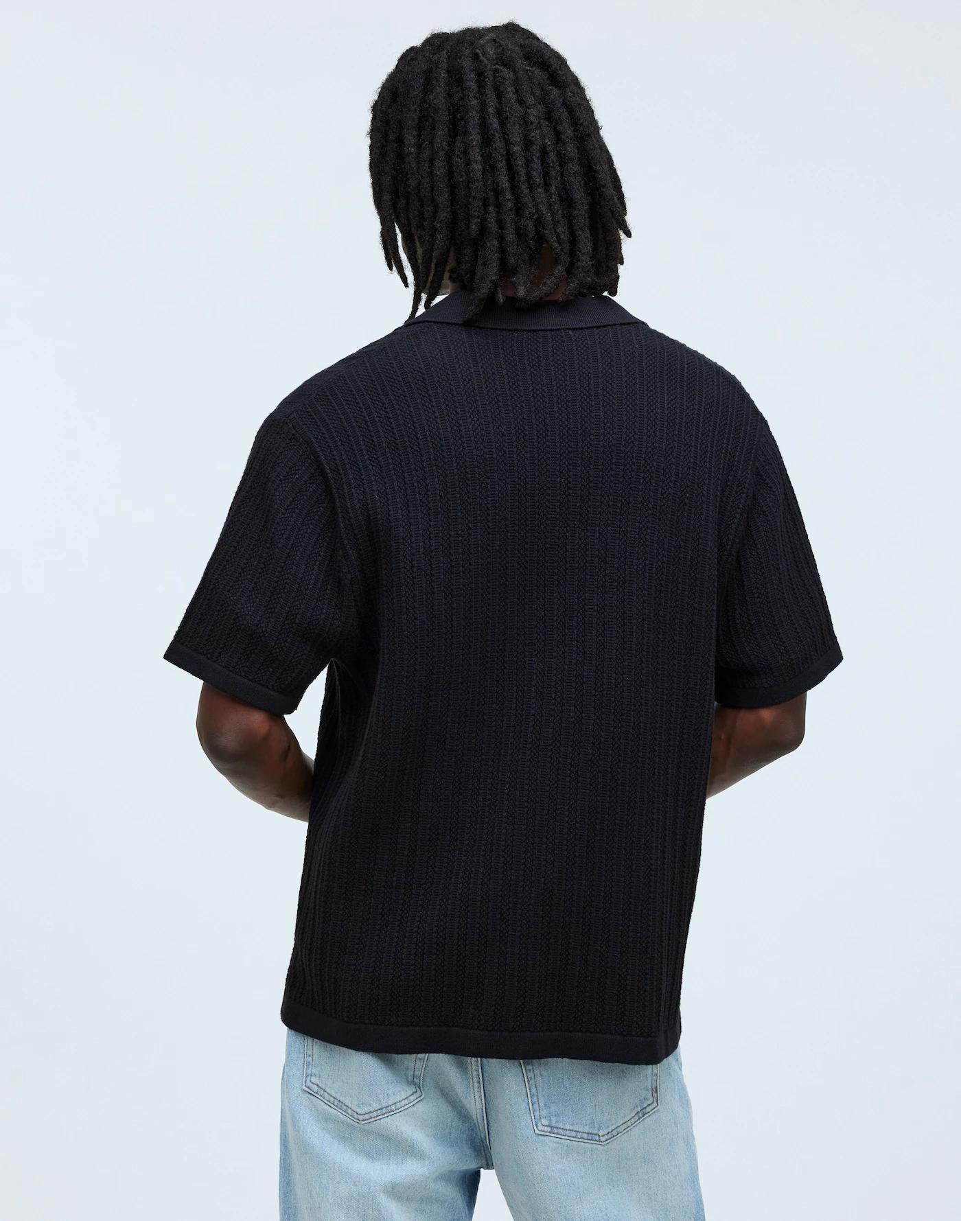 Textured-Stitch Sweater Polo Shirt Product Image