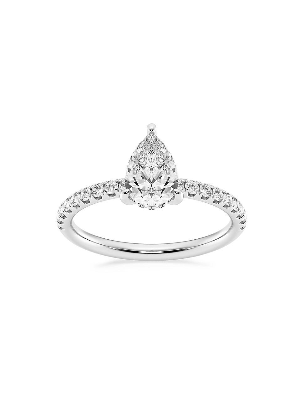 Womens Platinum & Pear-Cut Lab-Grown Diamond Hidden Halo Ring/0.80-3.41 TCW Product Image