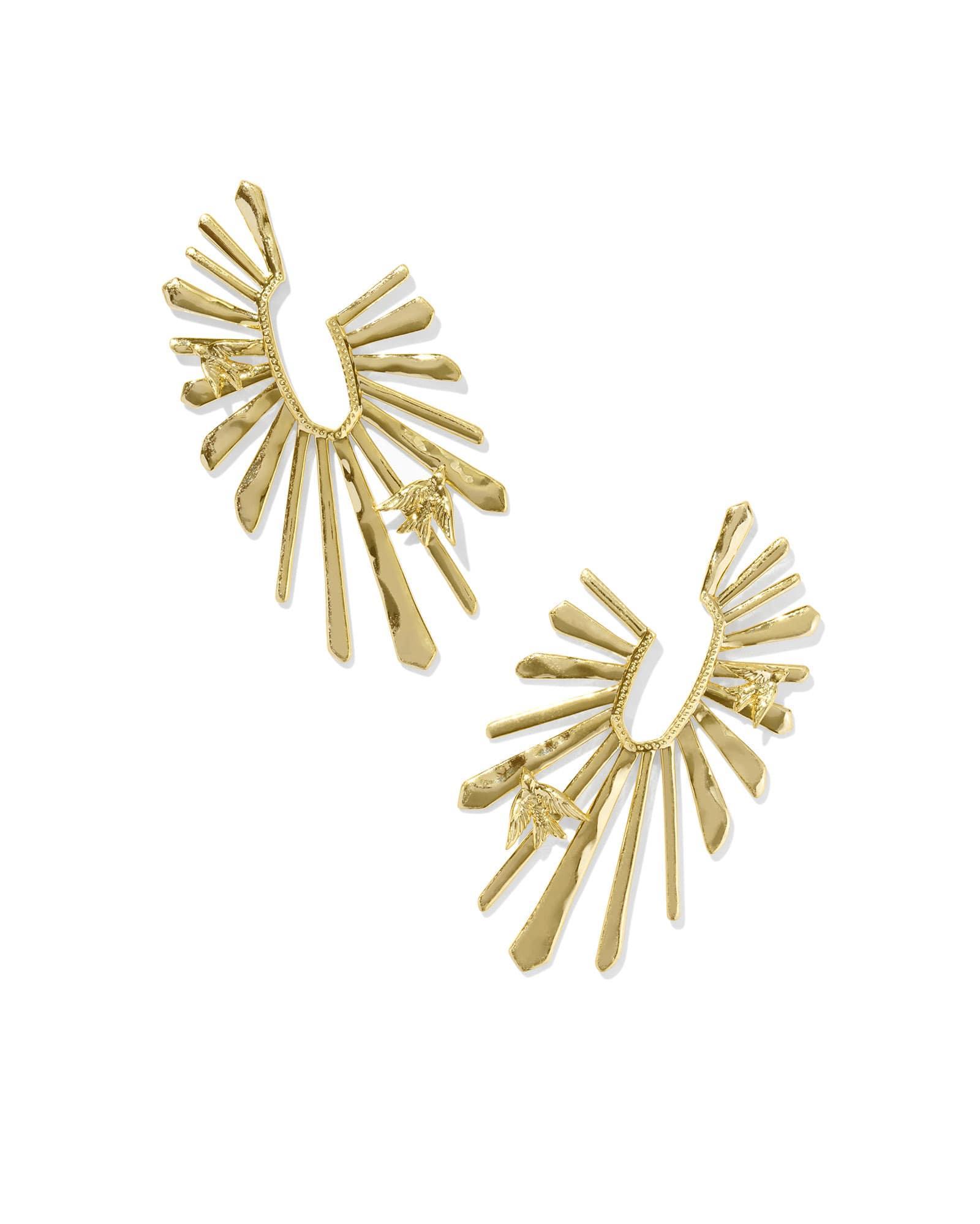 Melody Bird Gold Hoop Earrings Product Image