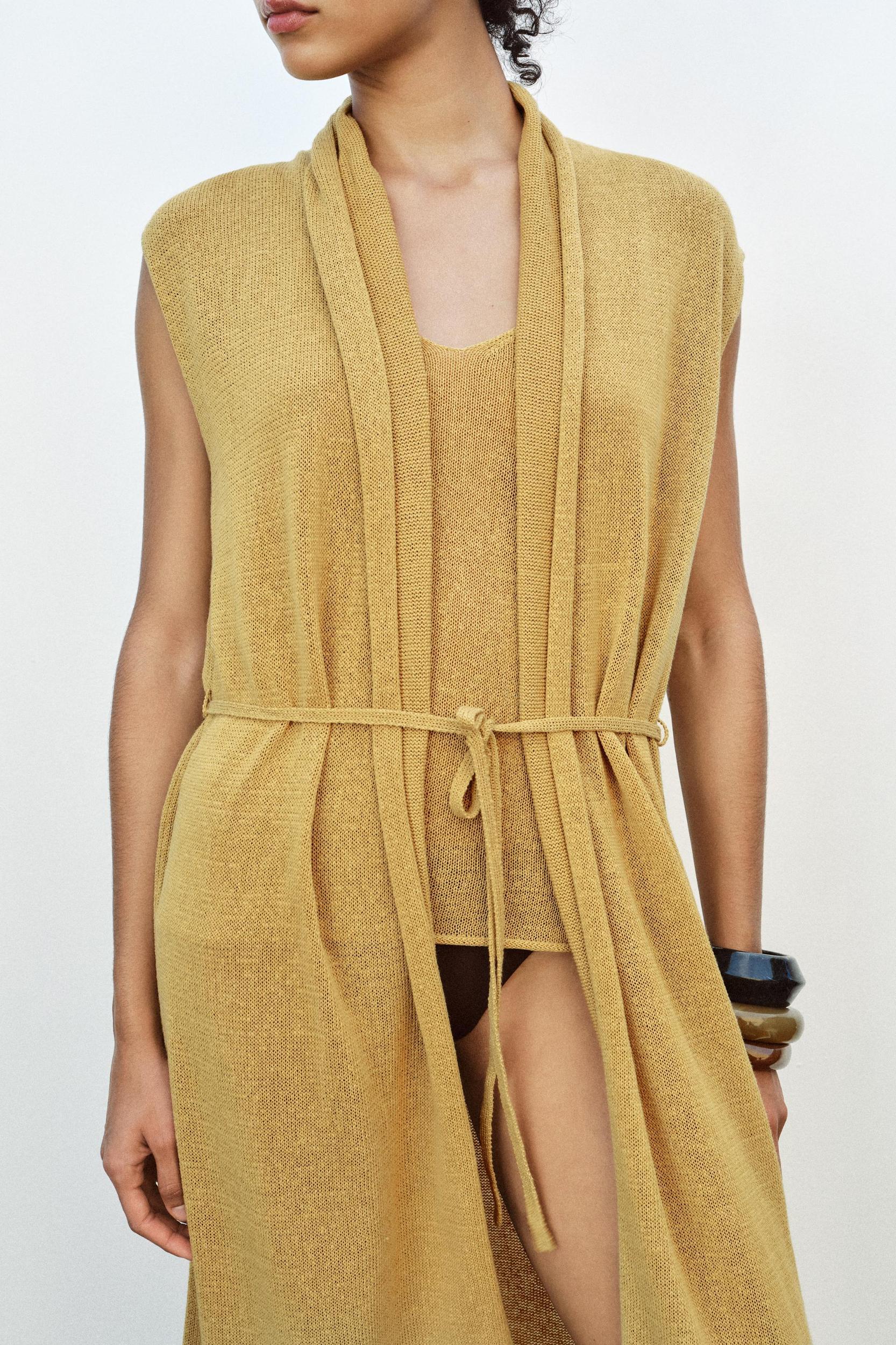 LONG KNIT JACKET WITH LINEN Product Image