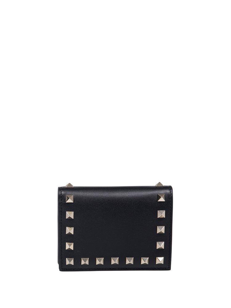 VALENTINO GARAVANI Rockstud Logo Printed Wallet In Black Product Image