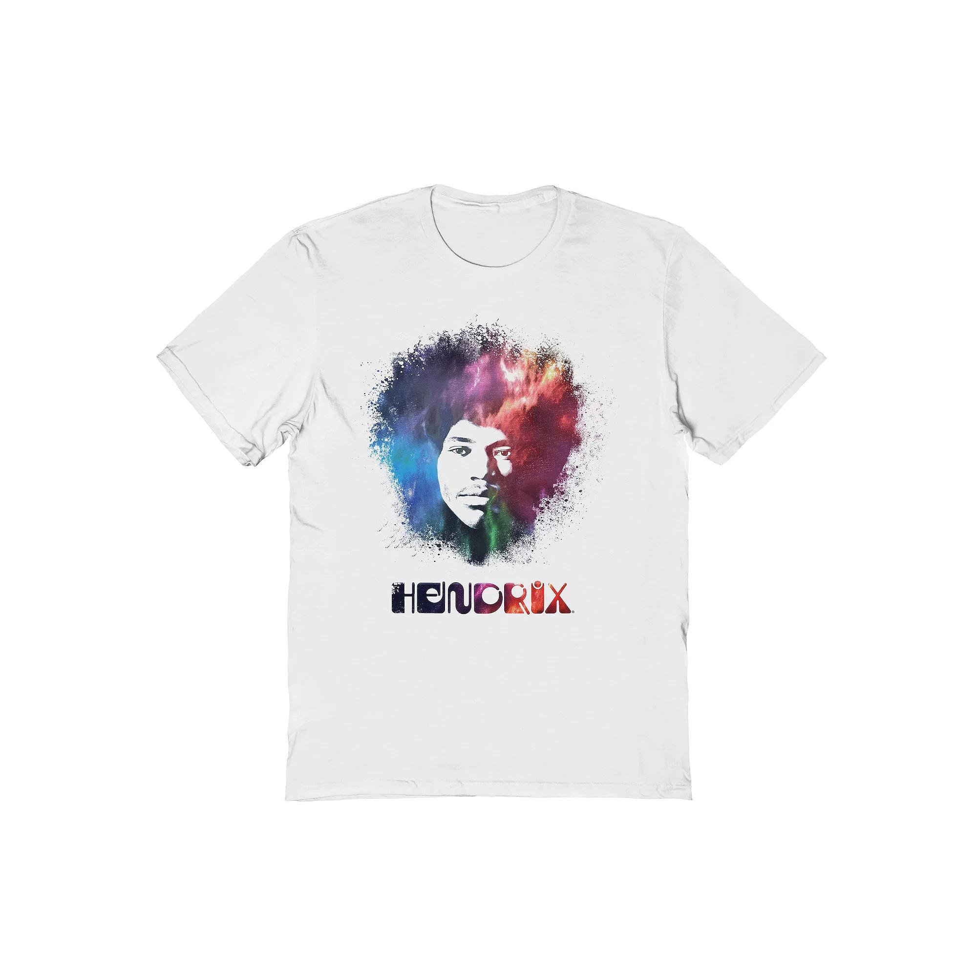 Men's Jimi Hendrix Rainbow Hair Graphic Tee, Size: Large, White Product Image