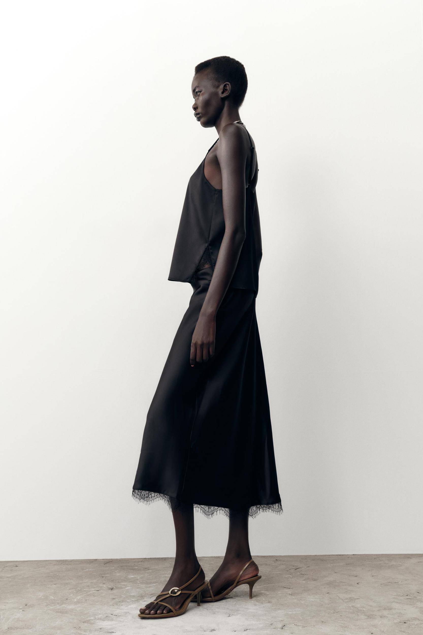 SATIN EFFECT LACE TOP Product Image