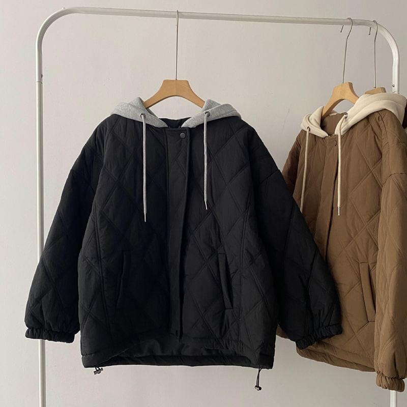 Hooded Quilted Zip Jacket Product Image