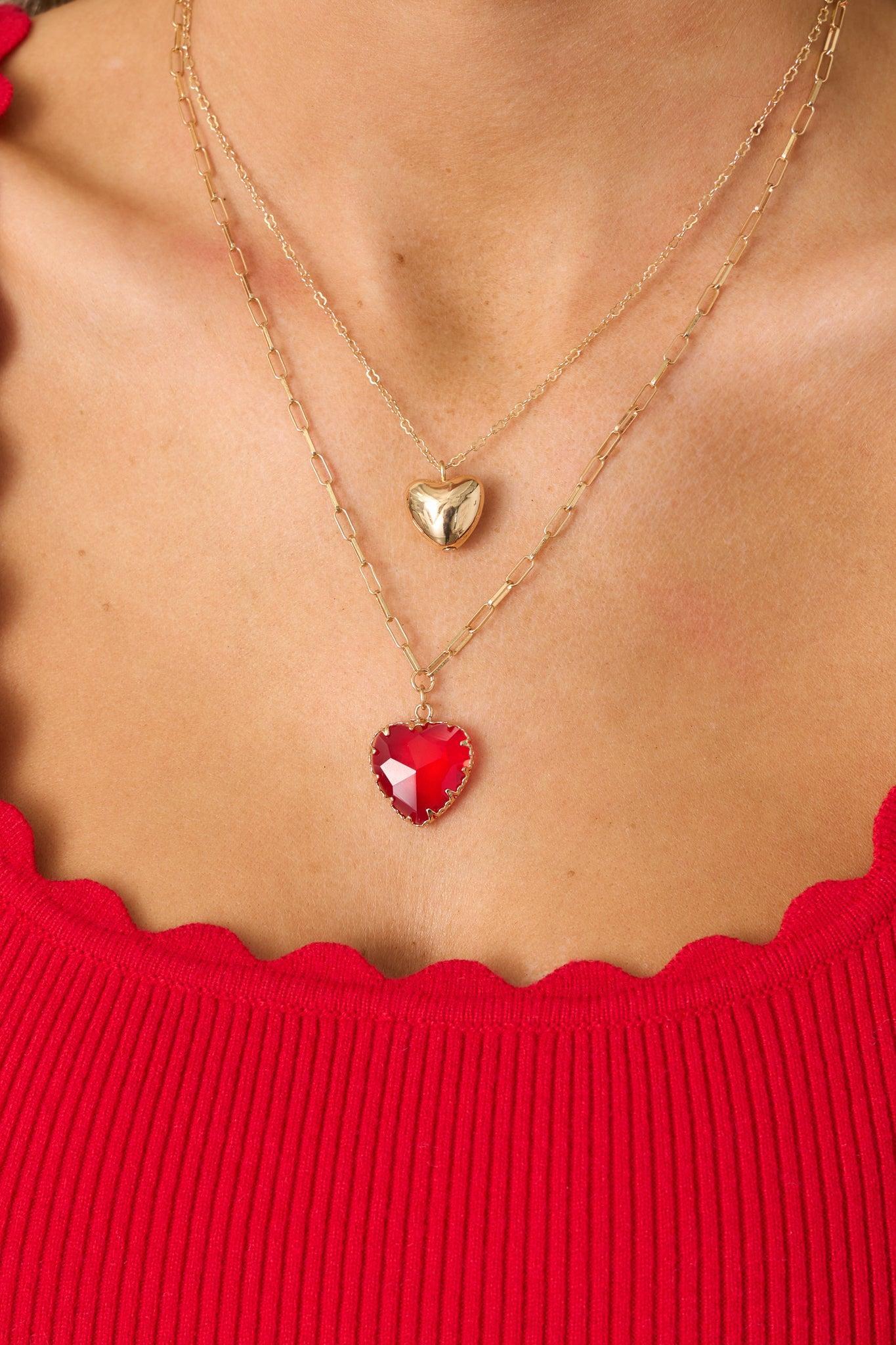 Pieces Of You Gold Layered Heart Necklace Product Image