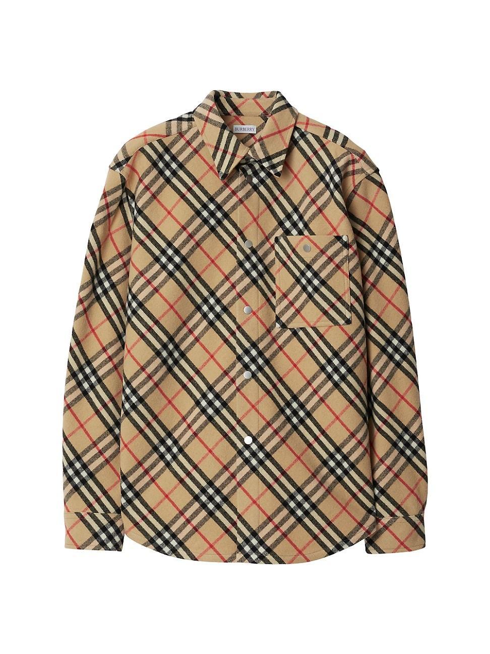 Mens Check Wool Button-Down Shirt Product Image