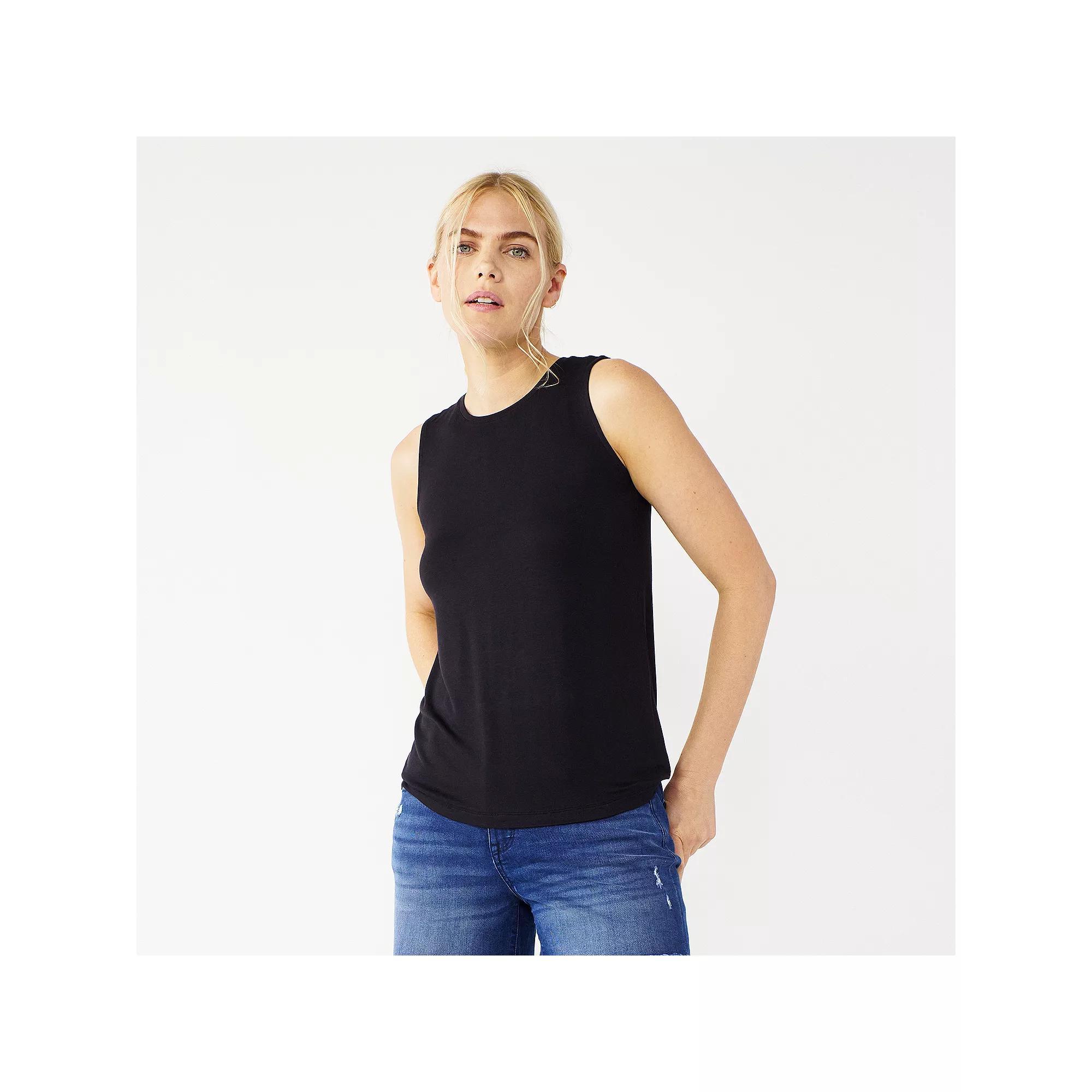 Nine West Essential Easy High-Neck Tank Top, Women's, Size: Medium, Black Product Image