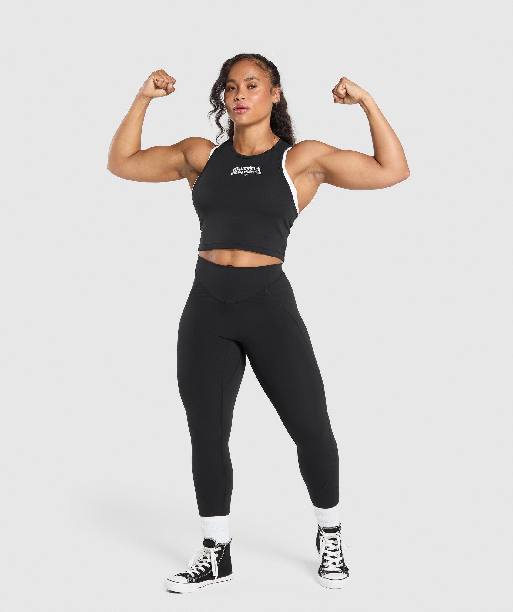 Gymshark Lifting Essentials Cropped Tank - Black Female Product Image