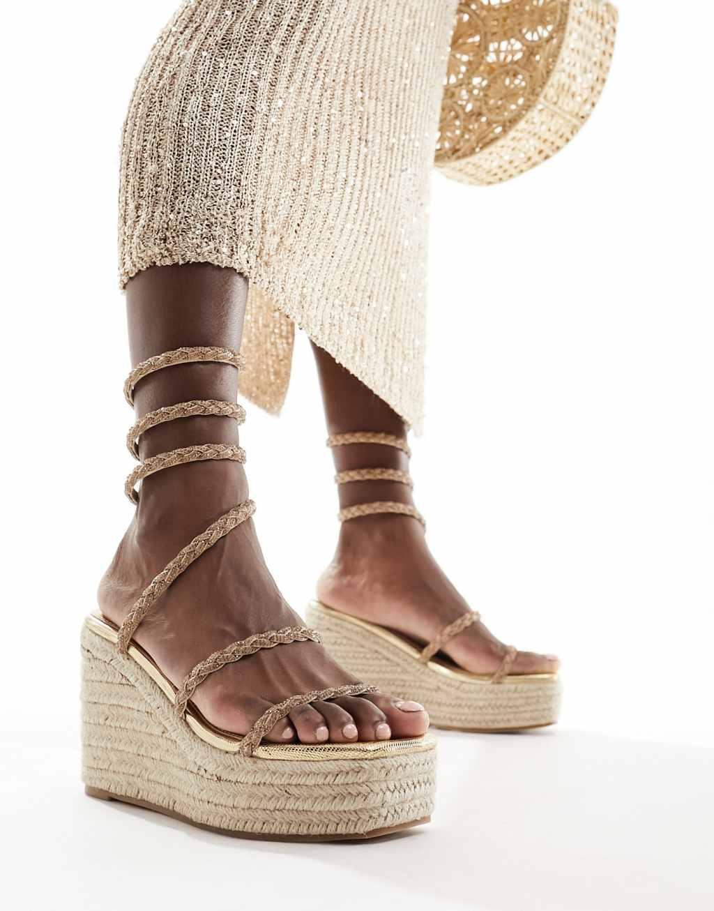 Simmi London Simona embellished espadrilles in gold Product Image