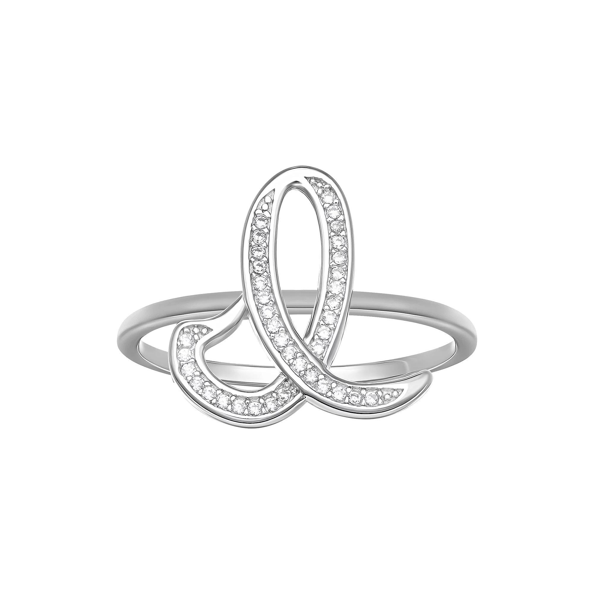 PRIMROSE Sterling Silver Cubic Zirconia Initial Ring, Women's, Size: 8, Sterling Silver X Product Image