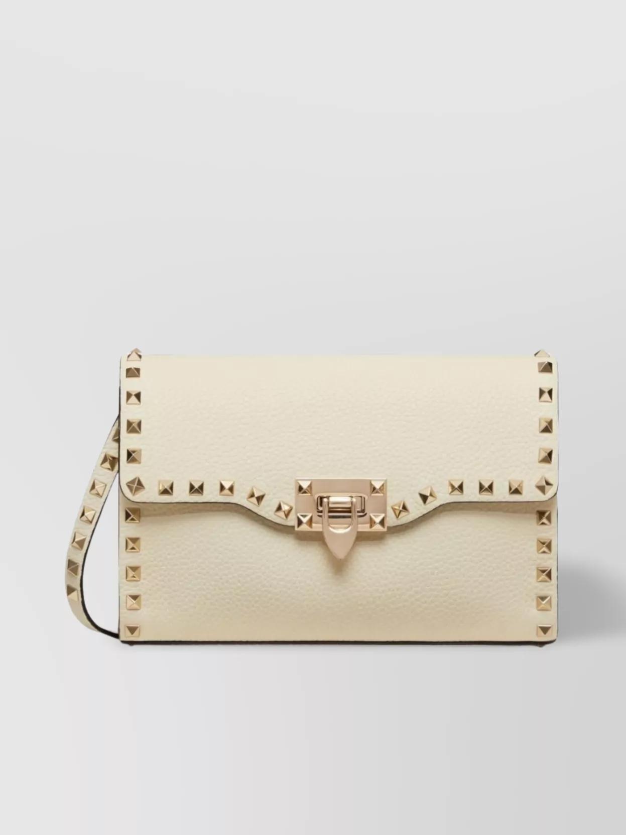 VALENTINO GARAVANI Small Leather Shoulder Bag With Rockstud Embellishment In Neutrals Product Image