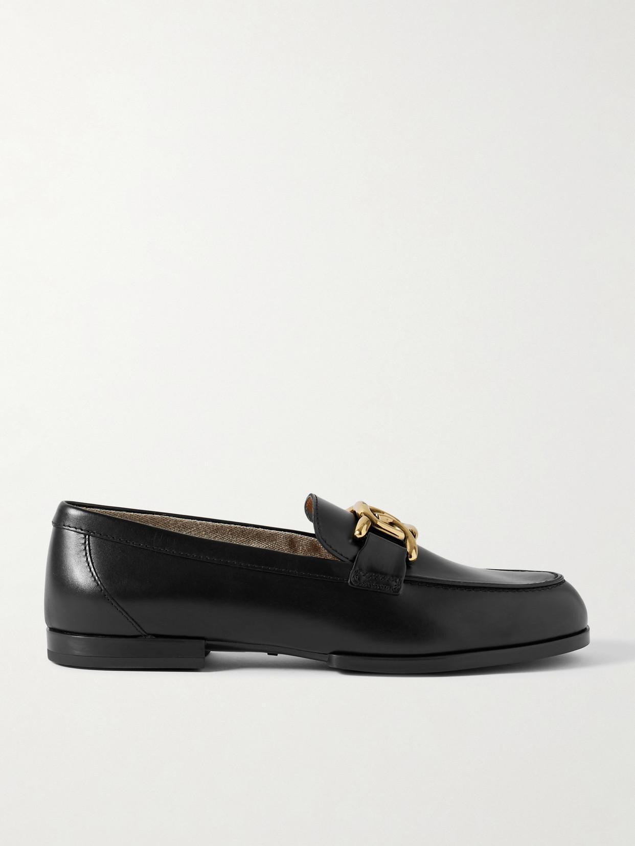 TOD'S Gomma Catena Embellished Leather Loafers In Black Product Image