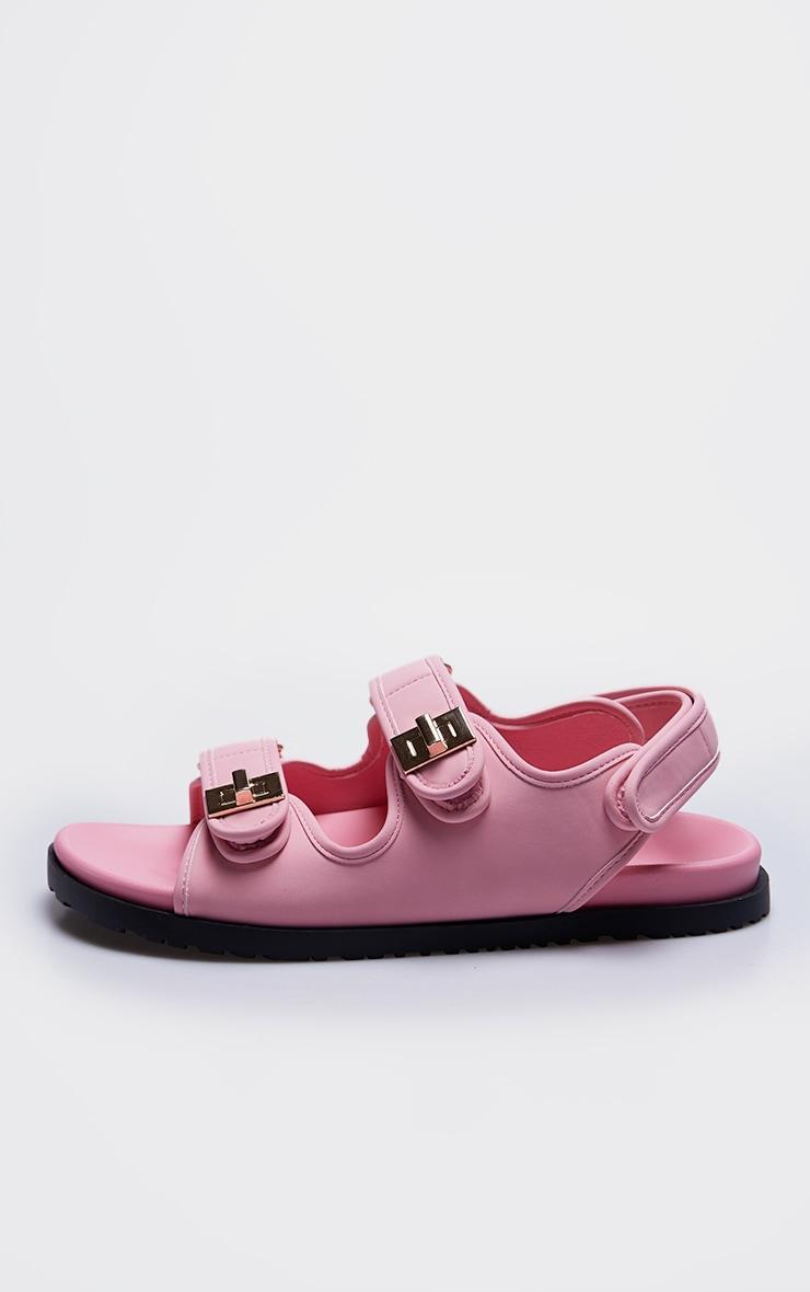 Pink PU Round Toe Buckled Sling Back Footbed Sandals Product Image