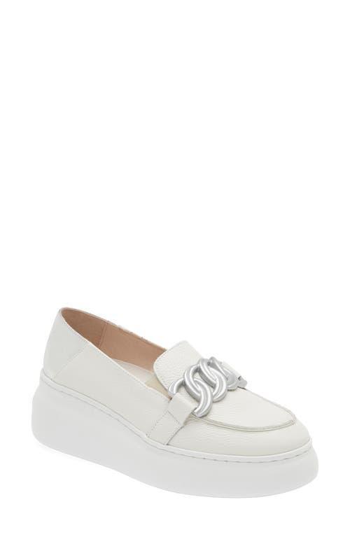 WONDERS Platform Loafer In White/silver Leather Product Image