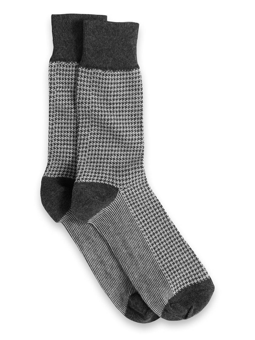 Houndstooth Cotton Blend Sock - Charcoal Product Image