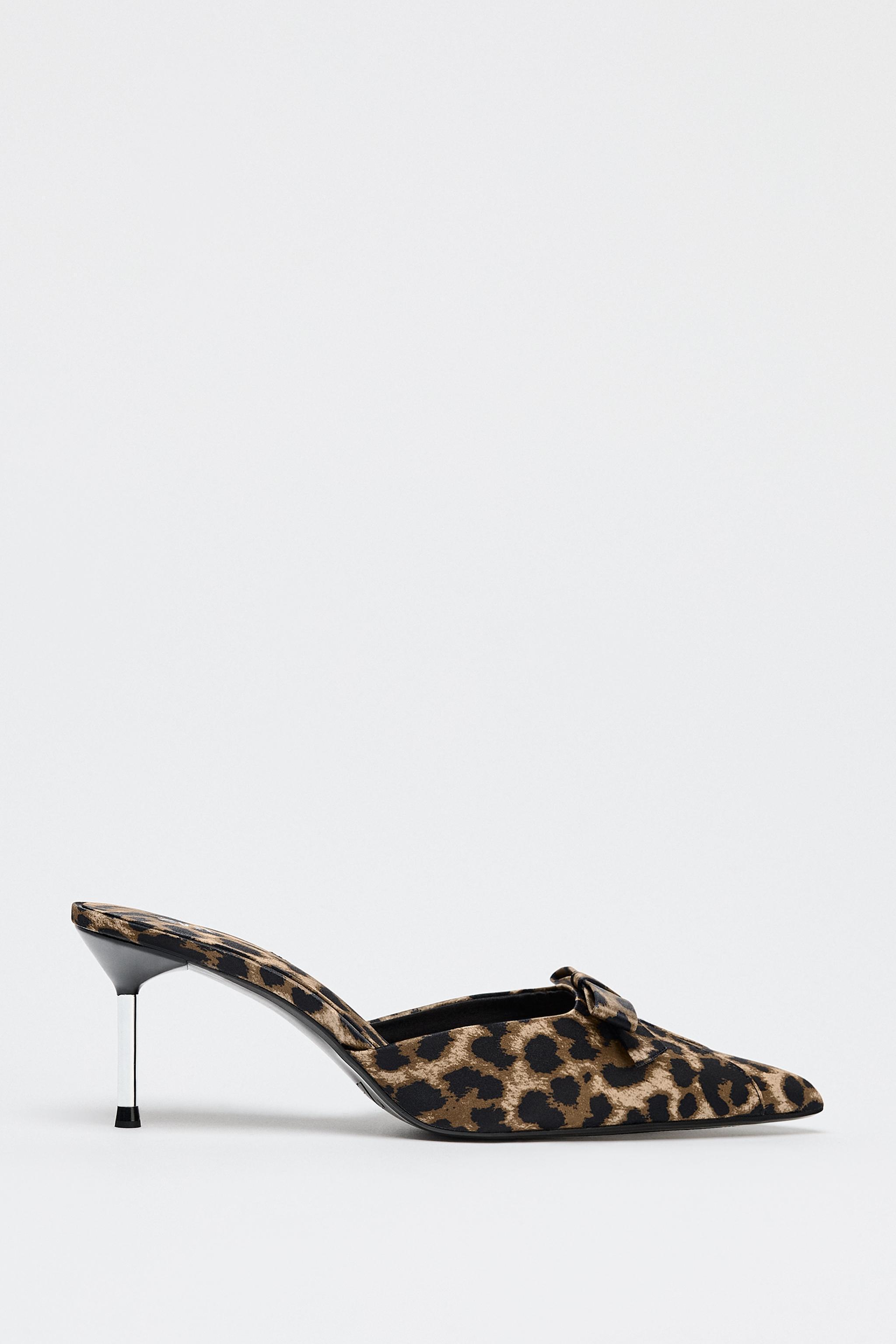 ANIMAL PRINT BOW HIGH HEEL MULES Product Image