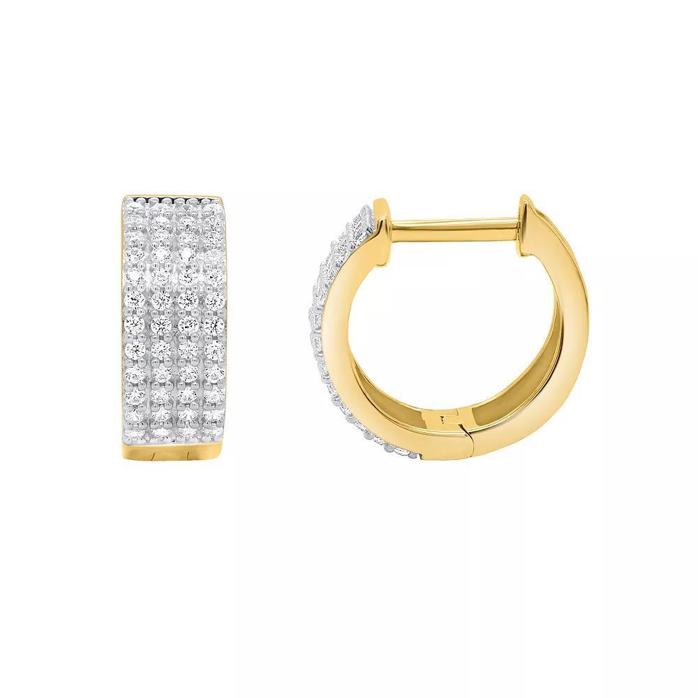 14k Gold Over Silver 1/2 Carat T.W. Diamond Hoop Earrings, Women's, Gold Tone Product Image
