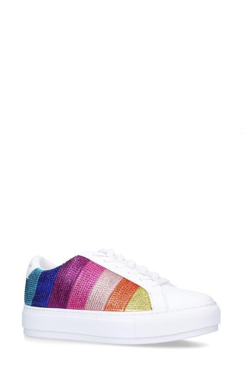 Kurt Geiger London Laney Metallic Rainbow Stripe Rhinestone Embellished Platform Sneakers Product Image