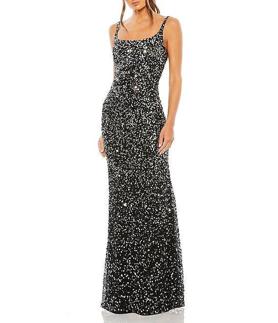 Mac Duggal Scoop Neck Sequined Sheath Gown Product Image