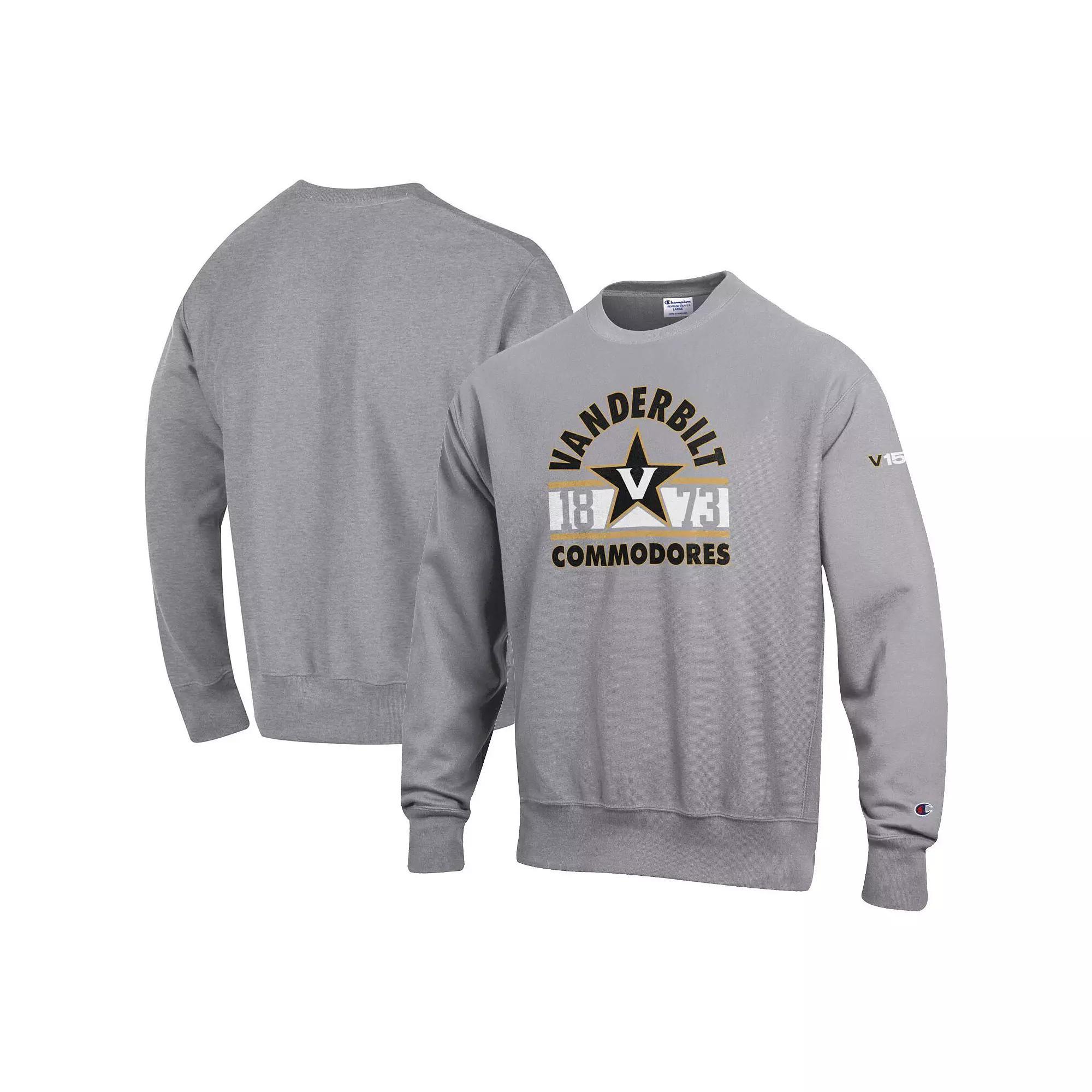 Men's Champion Heather Gray Vanderbilt Commodores 150th Anniversary Reverse Weave Pullover Sweatshirt, Size: Medium, Grey Product Image