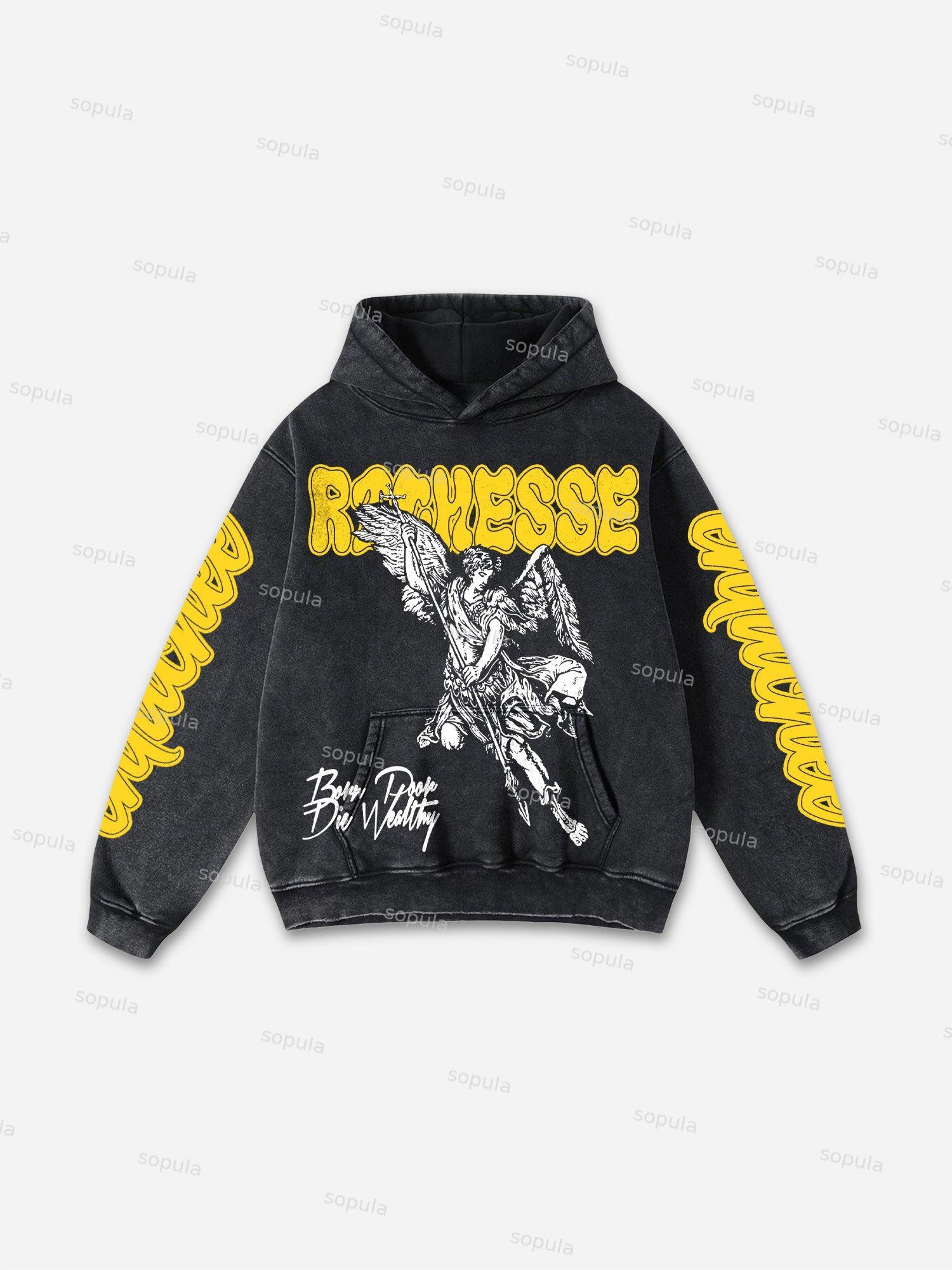 Vintage Spider Graphic Acid Washed Oversized Hoodie Product Image