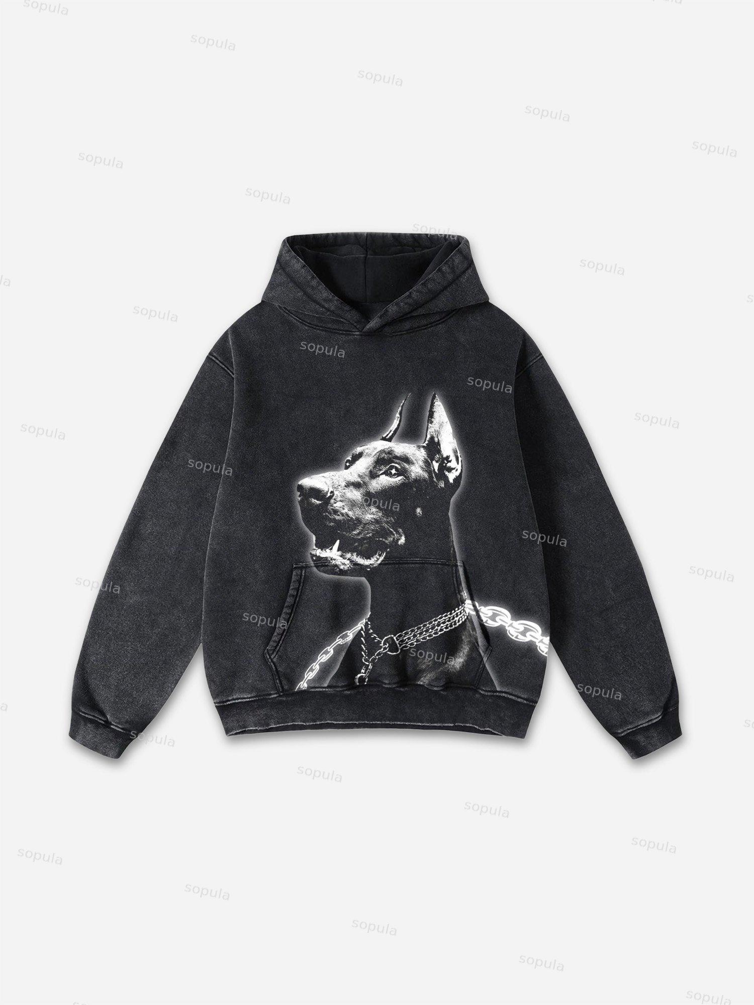Vintage Spider Graphic Acid Washed Oversized Hoodie Product Image