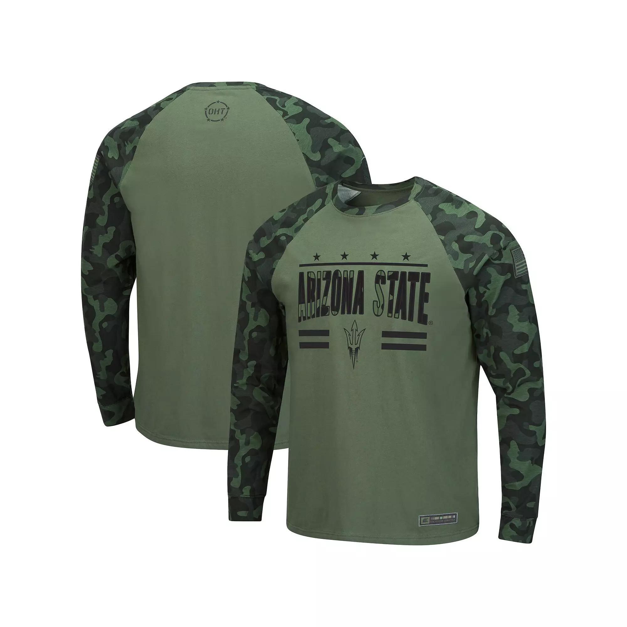 Men's Colosseum Olive/Camo Oklahoma Sooners OHT Military Appreciation Raglan Long Sleeve T-Shirt,  Product Image