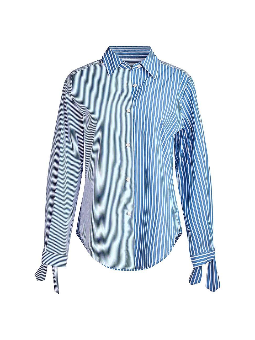 Womens Gen Striped Tie-Cuff Blouse Product Image