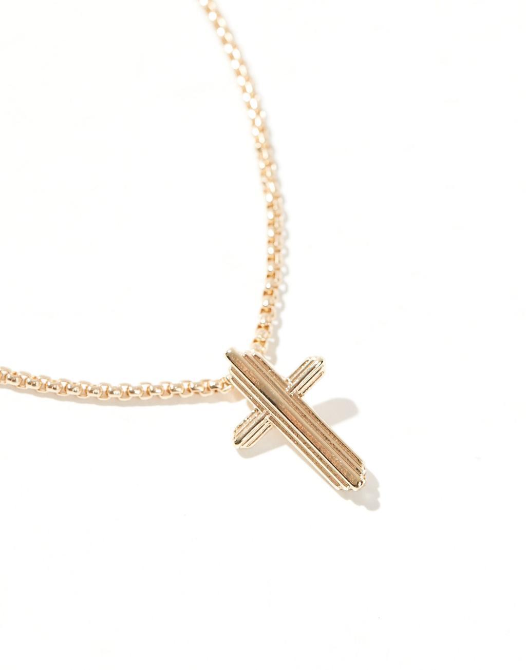 Icon Brand seventies city deco cross pendant in gold Product Image