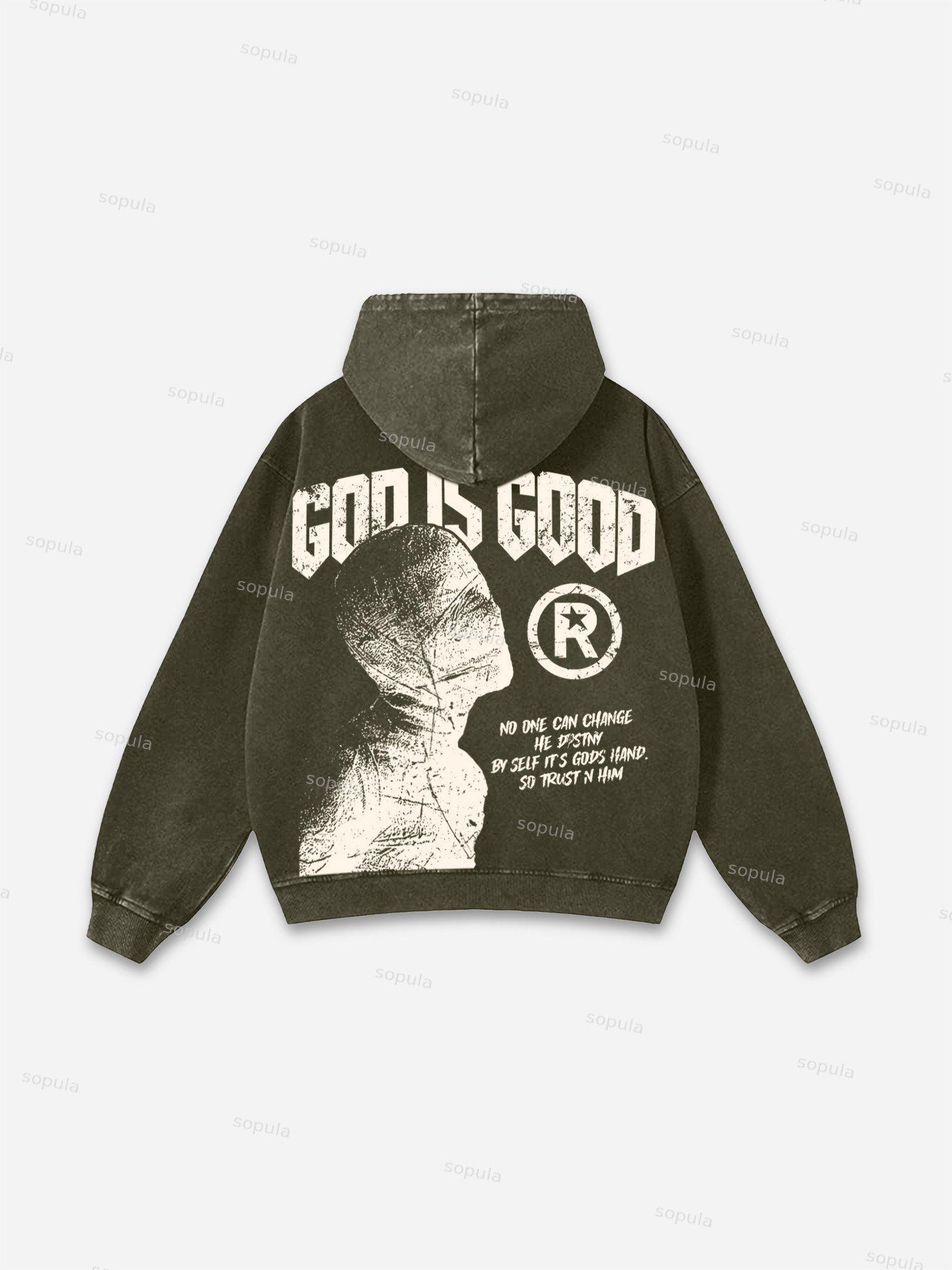 God Is Good - Vintage Destiny Mummy Graphic Acid Wash Hoodie Product Image