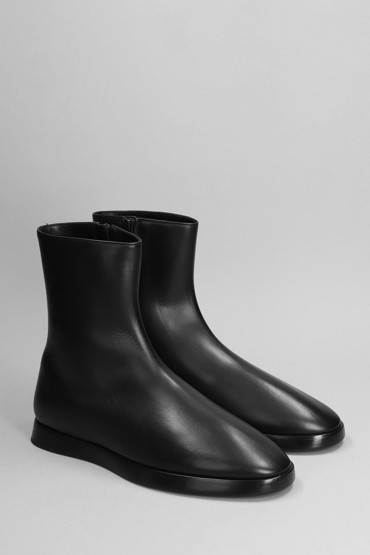 High Mule Ankle Boots In Black Leather Product Image