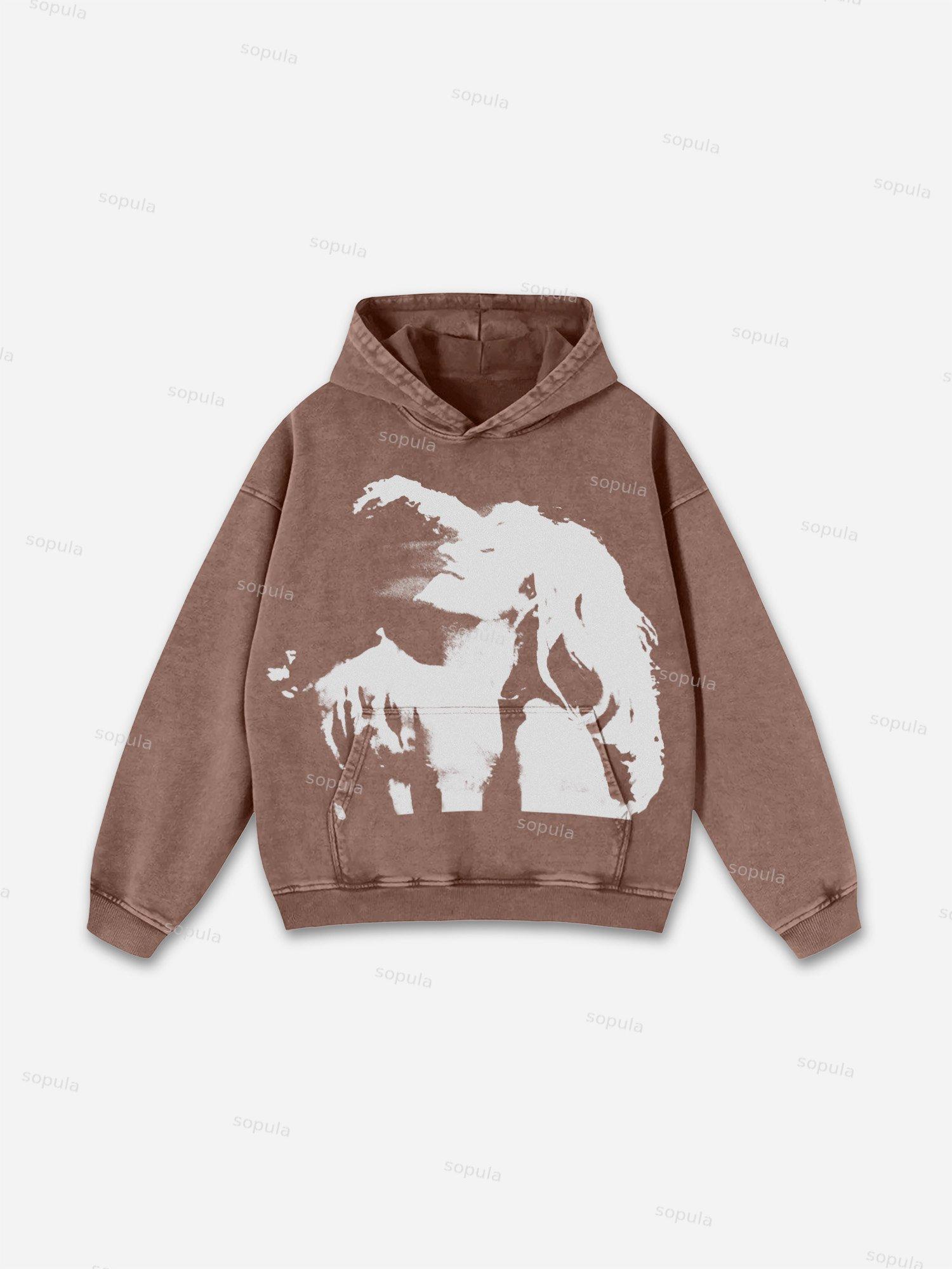 Vintage Spider Graphic Acid Washed Oversized Hoodie Product Image