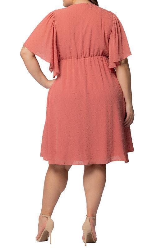 Peach Florence Flutter Sleeve Dress - Plus Product Image