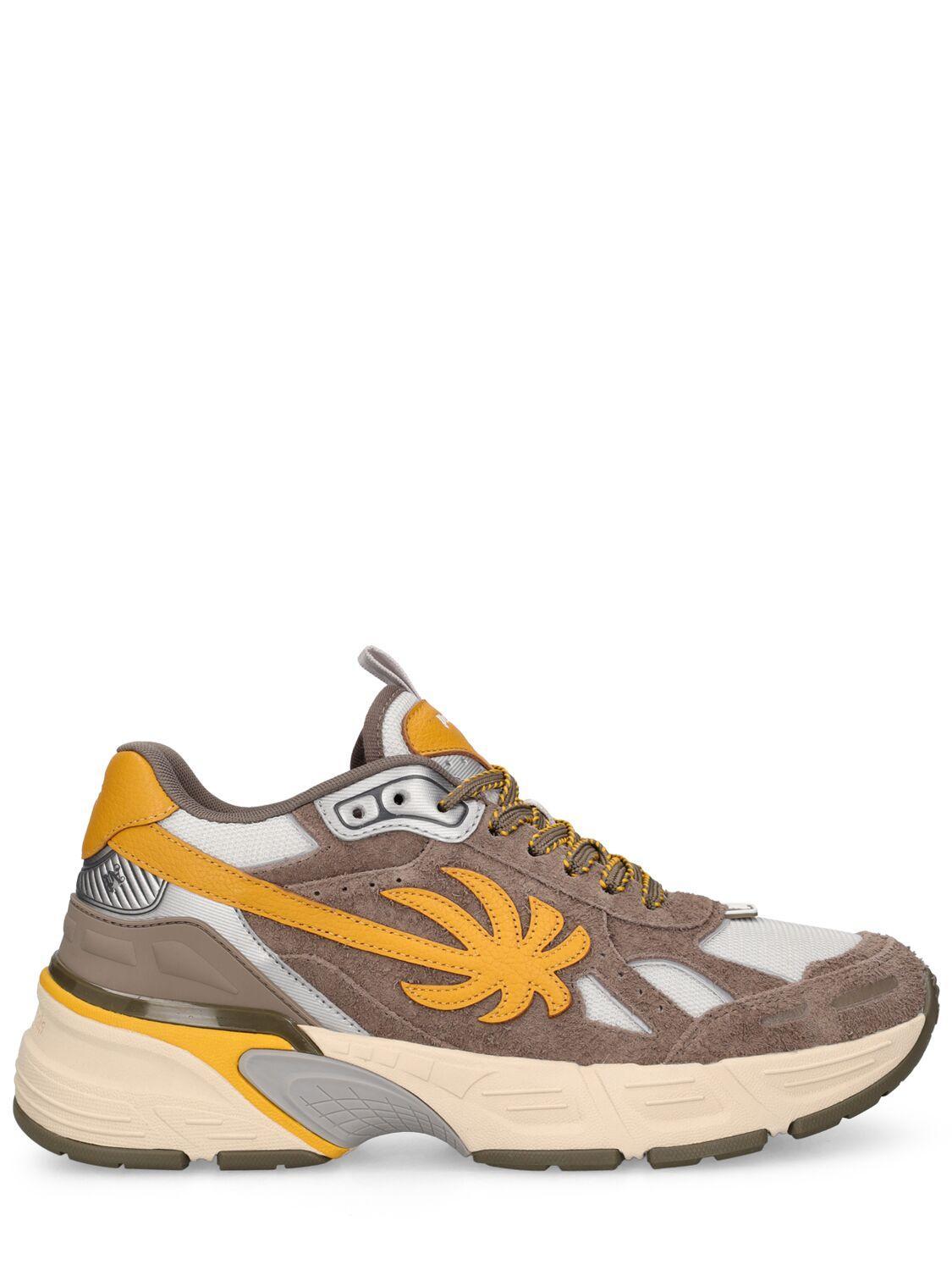 PALM ANGELS The Palm Runner Panelled Sneakers In Grey/other Product Image