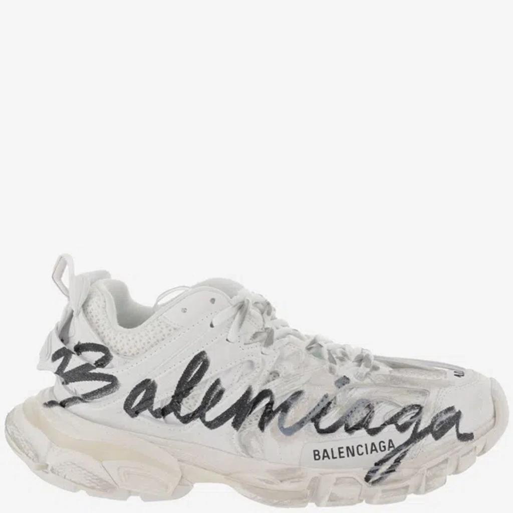 BALENCIAGA White Track Signature Sneakers Product Image