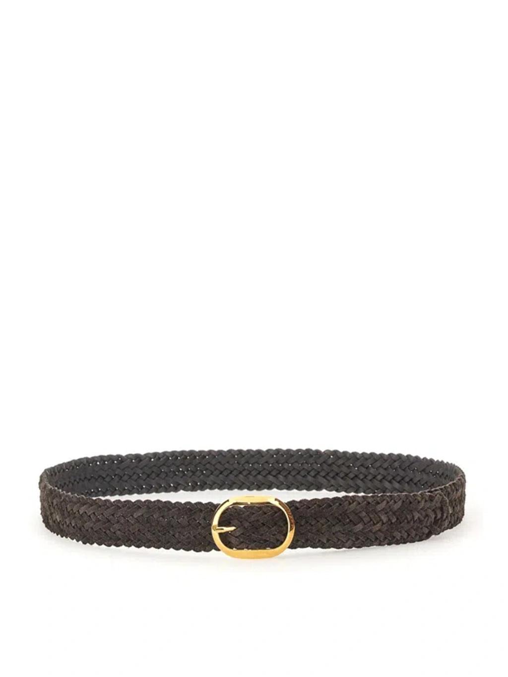 TOM FORD Woven Leather Belt In Brown Product Image