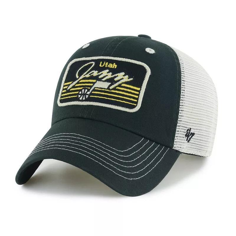 Mens 47 Black Utah Jazz Five Point Patch Clean Up Adjustable Hat Product Image