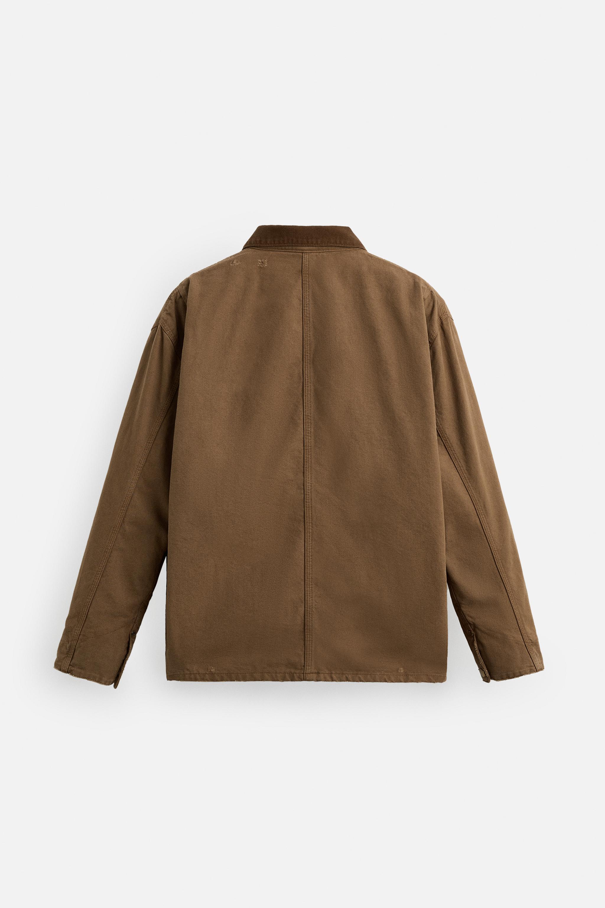 WASHED JACKET WITH CONTRASTING COLLAR Product Image