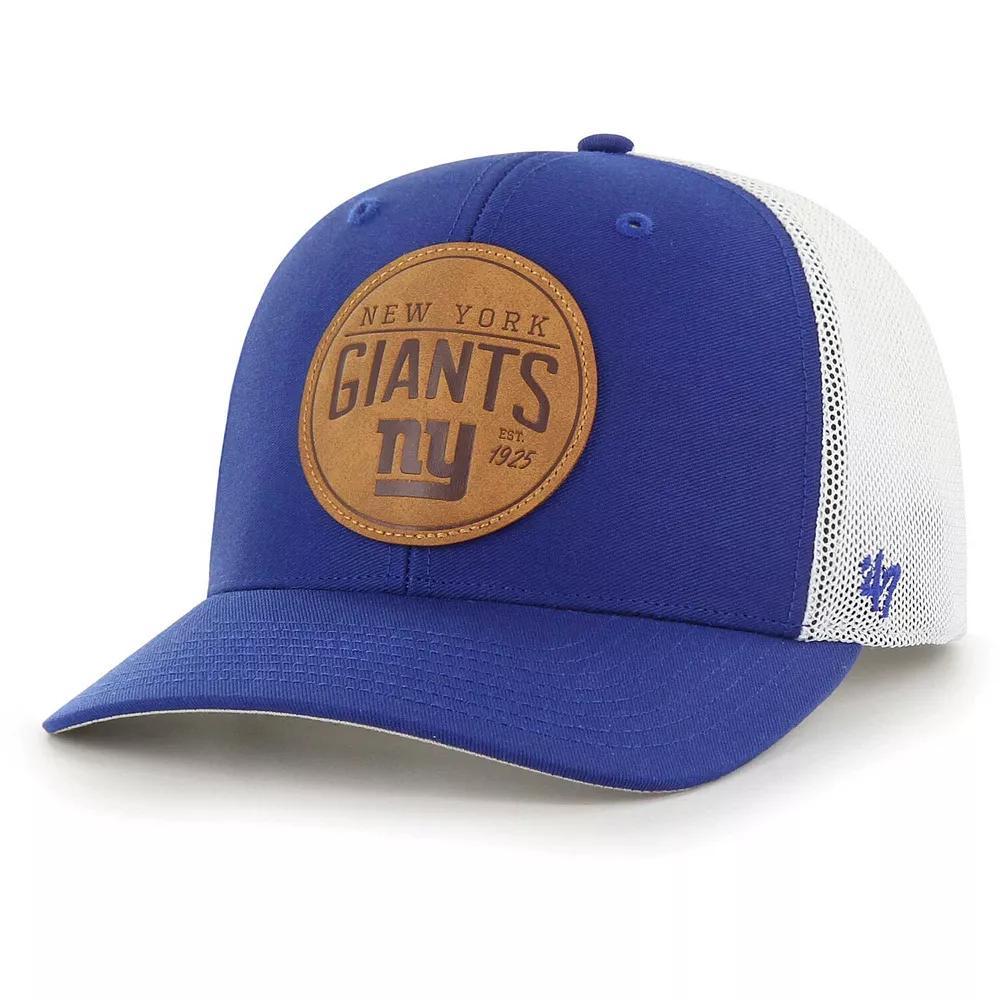 Men's '47 Royal New York Giants Leather Head Flex Hat,  Product Image