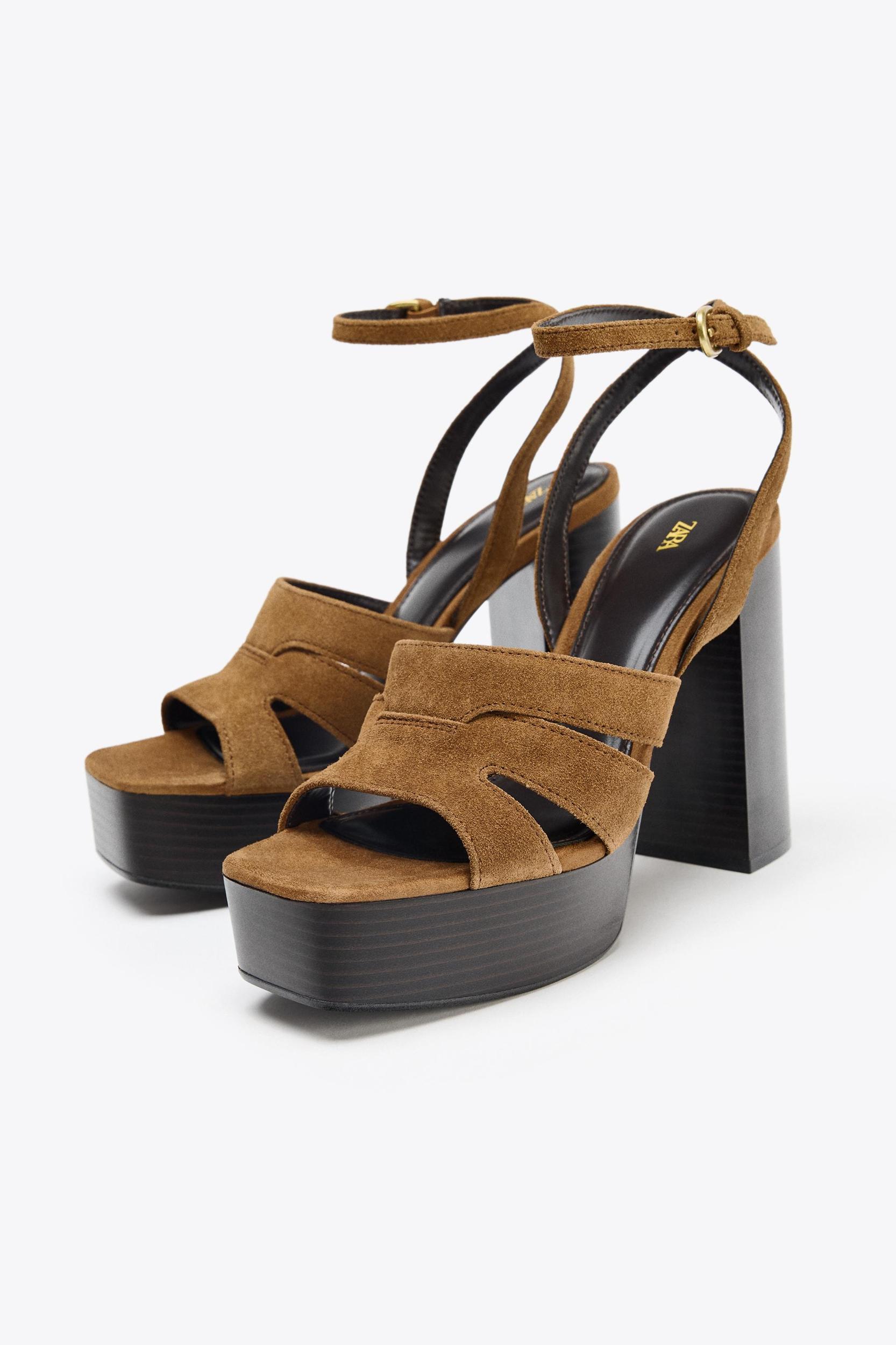 SPLIT LEATHER PLATFORM SANDALS Product Image