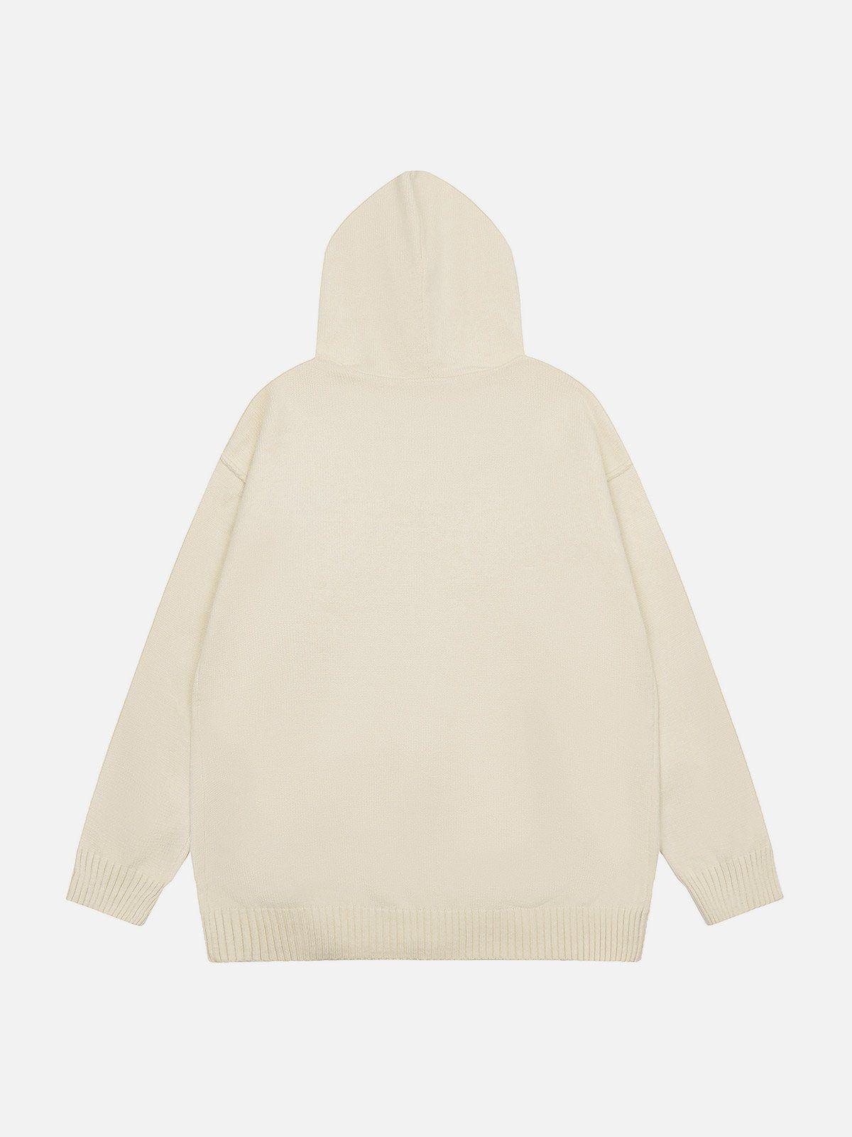 Aelfric Eden Long ZIP UP Star Embroidery Knit Hoodie Product Image