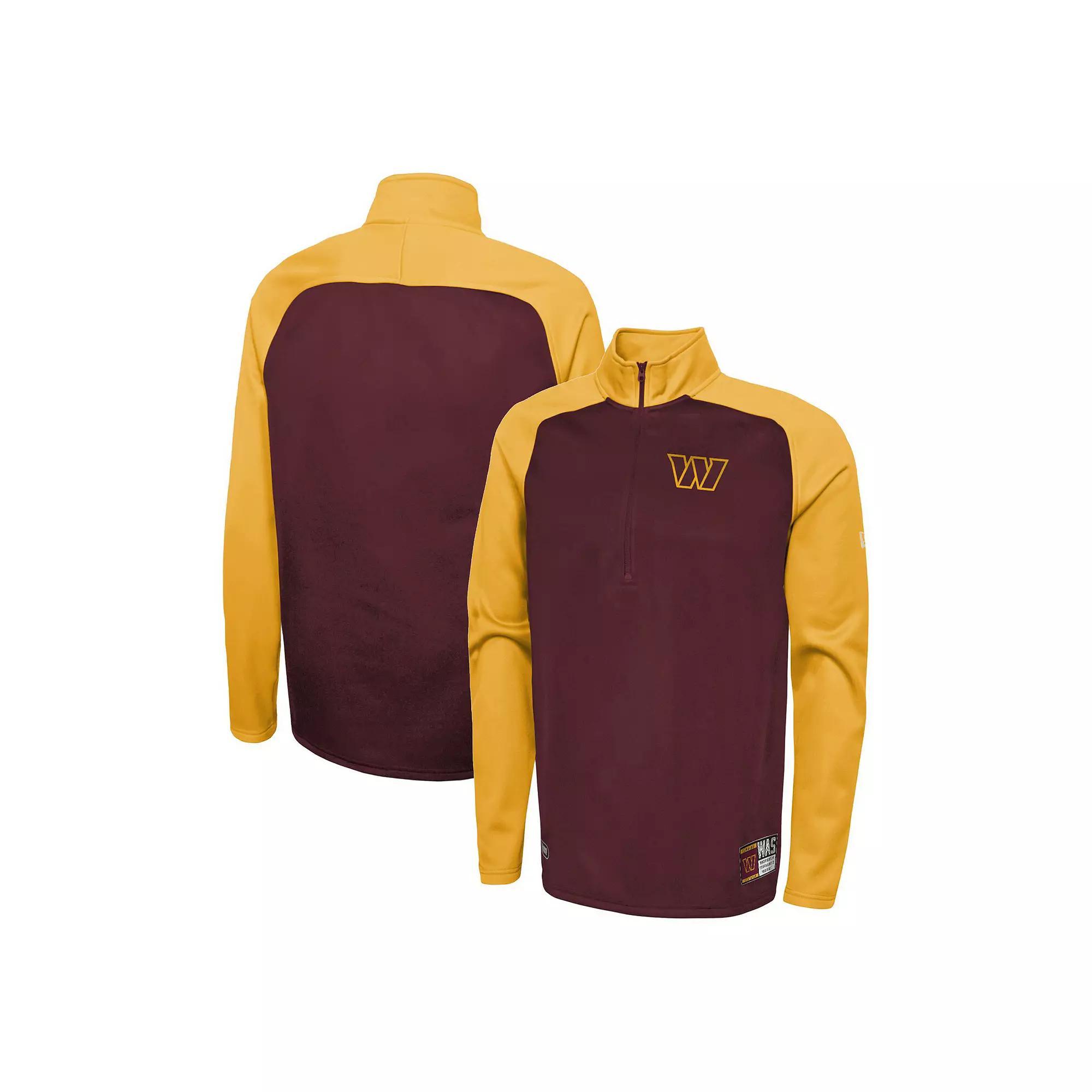 Men's New Era Burgundy Washington Commanders Combine Authentic O-Line Raglan Half-Zip Jacket, Size: XL, Wft Med Re Product Image