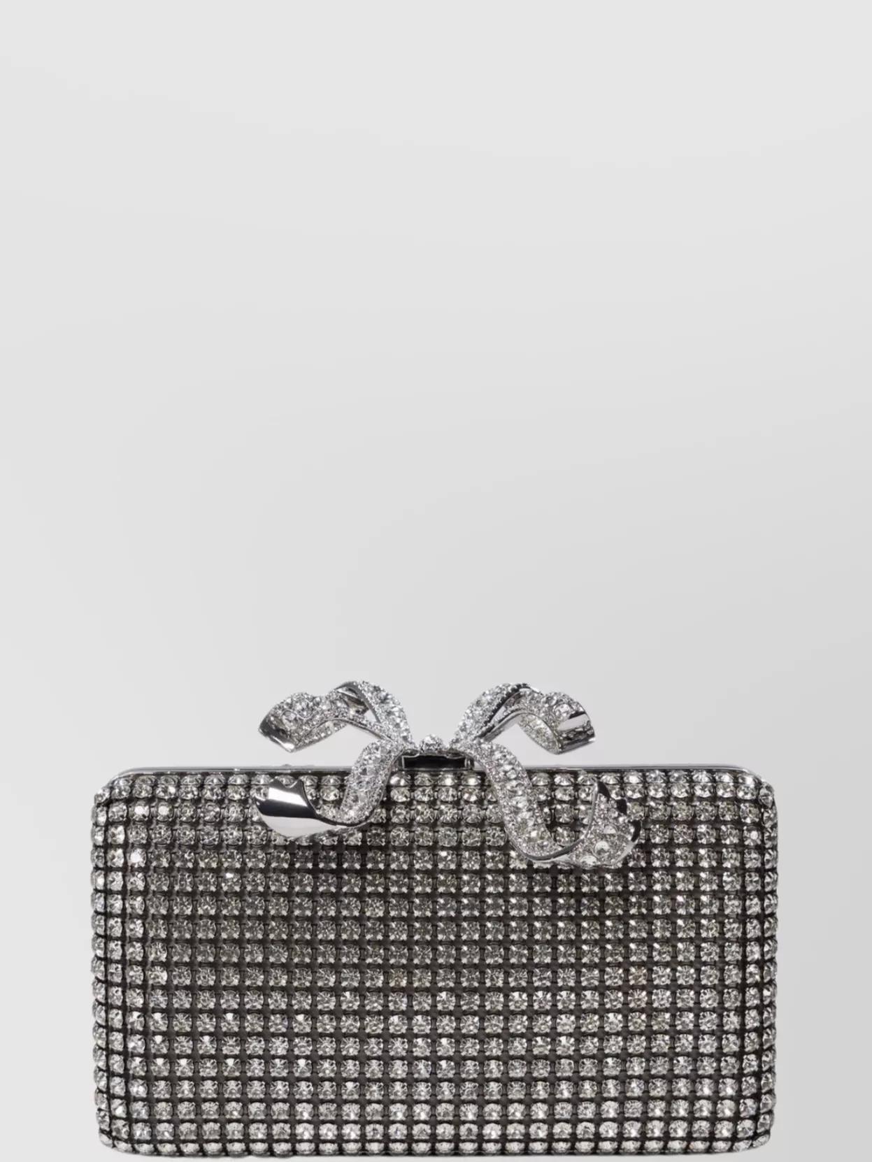 SELF-PORTRAIT Bow Chain Rhinestone Clutch Bags Product Image