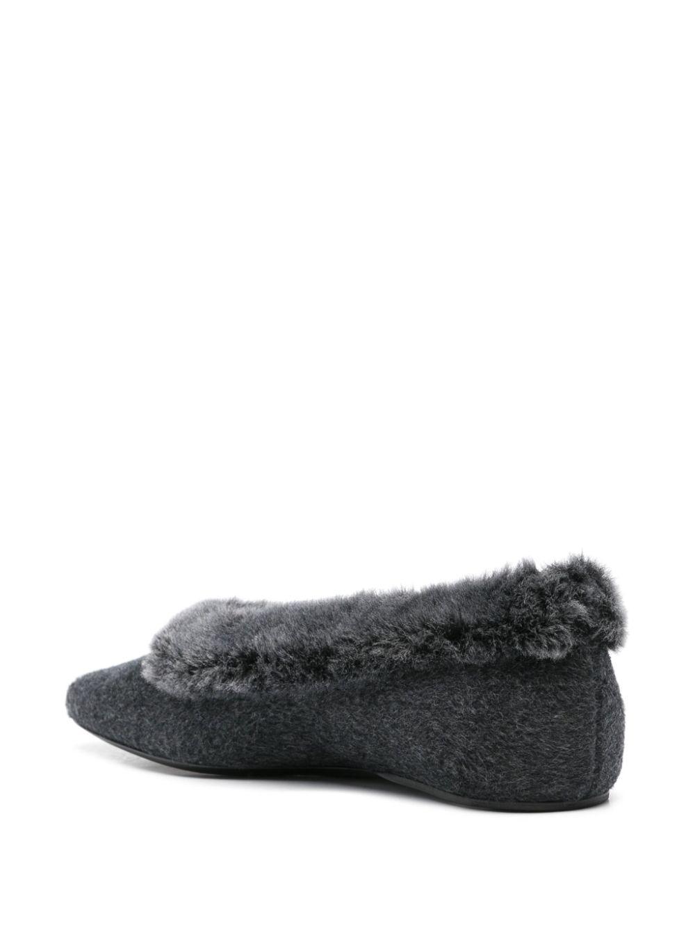 TOTÊME Shearling-edge Flannel Ballerinas Dark Grey Melange Product Image